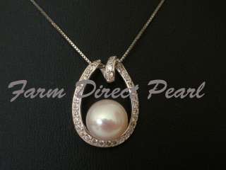 STERLING SILVER Pendant Necklace Freshwater White Pearl  