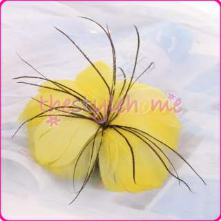 Yellow Pretty Feather Hair Flower Headdress Brooch Costume Party favor 