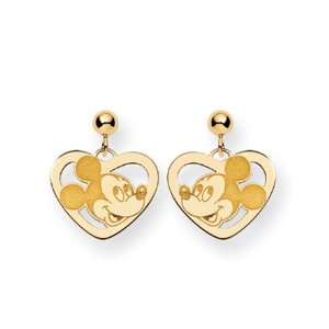    Disneys Mickey Mouse Heart Earrings in 14 Karat Gold Jewelry