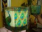 Pier 1 Imports Peacock Glass Vase Candle Holder with Scented Candle