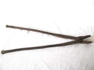 ANTIQUE HAND FORGED PRIMITIVE BLACKSMITH PLIERS TONGS  