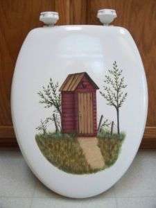 HAND PAINTED OUTHOUSE TOILET SEAT/ELONGATED/NEW BY MB  
