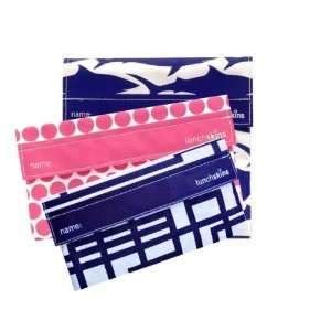   Navy Blue Shark) and Two Snack Bags (Berry Polka Dot & Navy Blue
