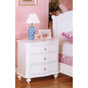  New white finish wood nightstand with hand carved accents 