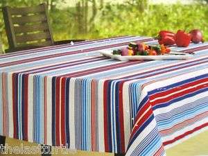 RED WHITE & BLUE STRIPE Fabric Umbrella Tablecloth NIP  
