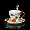 red hibiscus flower coffee set 1cup 1saucer 1spoon