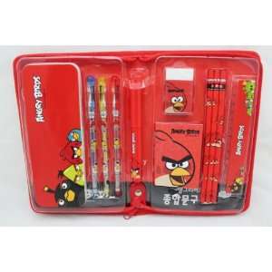   Rovio Angry Birds RED Stationary Set   PENCIL CASE / PENCILS / ERASER