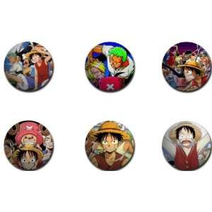  Set of 6 ONE PIECE Pinback Buttons 1.25 Pins / Badges 