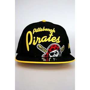  New Era Big Script Pittsburgh Pirates Hat Black. Size 7 