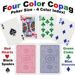 New 100 Percent Plastic Poker Size 4 Color Regular Index Copag Cards 