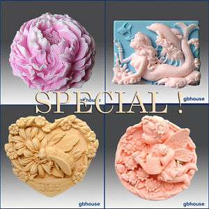 2D/3D Soap silicone mold Peony,Mermaid,Fairy,Bee  