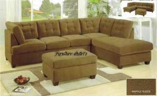 Bobkona Sofas Couch Sectional Sectionals Suede and Reversible Chaise 