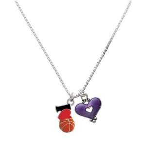  I Love Basketball   Red Heart and Translucent Purple Heart 