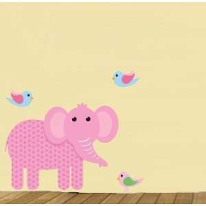 Childrens Removable Vinyl Wall Decal Elephant with Birds Great for Any 