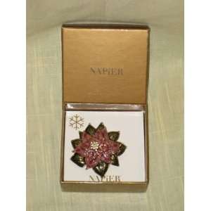    Napier Enamel & Rhinestone Flower Brooch Pin 