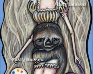 sloth 7 sins art fantasy octopus pop surrealism 13x19  