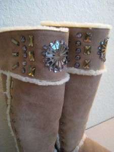 TORY BURCH EMBELLISHED TALL MOCCASIN BOOTS Sz 10 BRAND NEW TAN CAMEL 