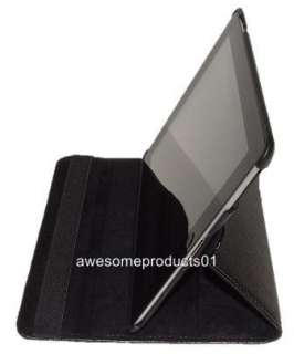 New ipad 2 360° Swivel Rotating Magnetic Black Case Cover With Stand 