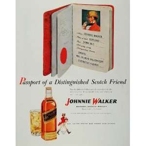  1944 Ad Johnnie Walker Scotch Whisky Whiskey Passport 