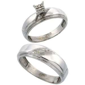 Sterling Silver Diamond Engagement Rings Set for Men and Women 2 Piece 