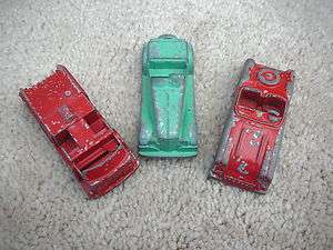   Vintage Diecast Toys   GREEN MG   FIRE TRUCK   RED CONVERTIBLE  