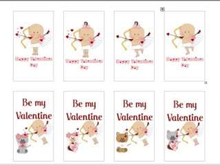Printable Cupid Childrens Valentine Cards, Digital File