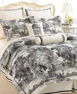 Court of Versailles Black White Toile 5pc Comforter SET  