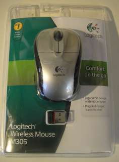 New Logitech M305 Wireless Mouse Nano Receiver Silver  