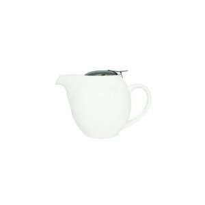    Style Teapot w/ Lid & Infuser Basket, White Ceramic