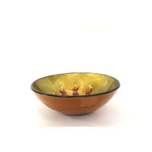   Thick Gold Tone Mix Color Round Tempered Glass Vessel Sink Bowl Home