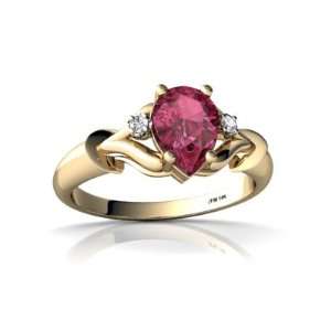  14K Yellow Gold Pear Genuine Pink Tourmaline Ring Size 6 Jewelry