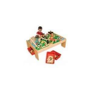   Train Table with 3 Bins and 120 Piece Mountain Train Set: Toys & Games
