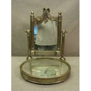    Vintage Victorian Die Cast Metal Vanity Mirror 