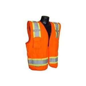   Class 2 Breakaway Survey Safety Vests Extra, Two Tone Orange, Large