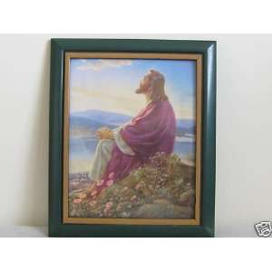  JESUS SITTING IN PRAYER 1945 Warner Sallman framed print 