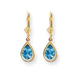   9x6mm Pear Blue Topaz Leverback Earrings West Coast Jewelry Jewelry
