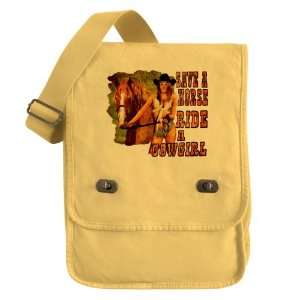 Messenger Field Bag Yellow Country Western Lady Save A Horse Ride A 