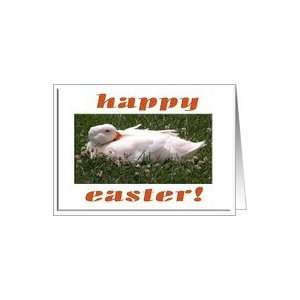  White Duck Sleeping in Clover / Happy Easter Card Health 